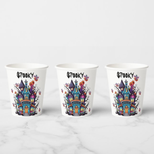 Spooky Haunted House Paper Cups (Multi)