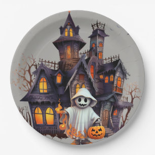 Spooky Haunted House Paper Plate