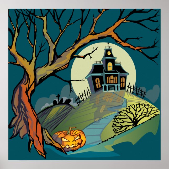 Spooky Haunted House Poster (Front)