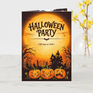 Spooky Haunted House & Pumpkins Halloween Card