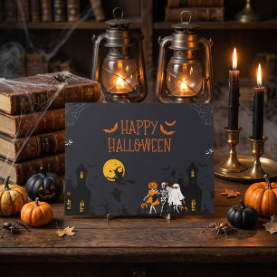 Spooky Haunted House Trunk or Treat Halloween Postcard