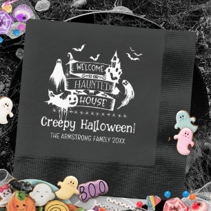 Spooky Haunted House Welcome Halloween Party Foil Napkins