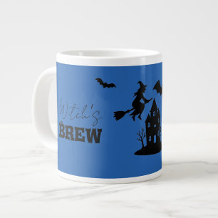 Spooky Haunted House & Witch Silhouette Large Coffee Mug