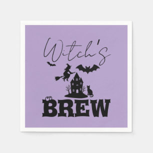 Spooky Haunted House & Witch Silhouette    Napkin