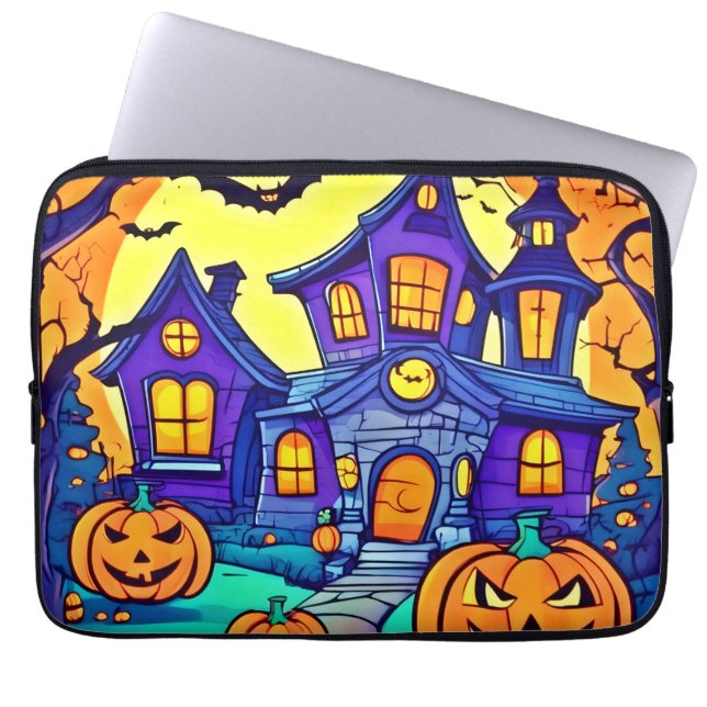 Spooky Haunted Mansion Art Laptop Sleeve (Front)