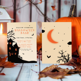 Spooky Haunted Mansion Black Design Halloween Invitation