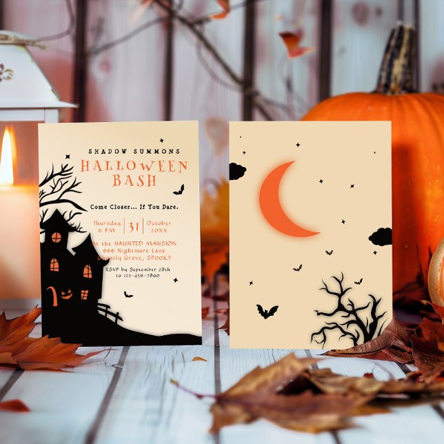 Spooky Haunted Mansion Black Design Halloween  Invitation (Creator Uploaded)
