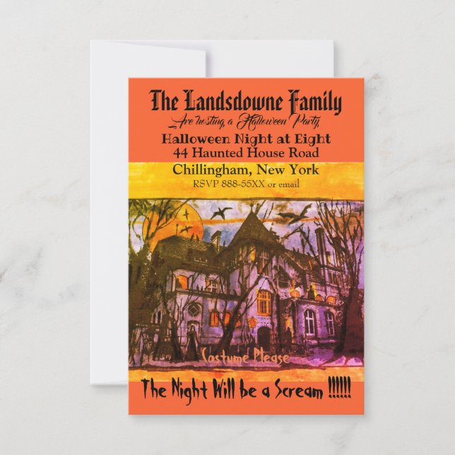 Spooky Haunted Mansion Halloween Text (Front)
