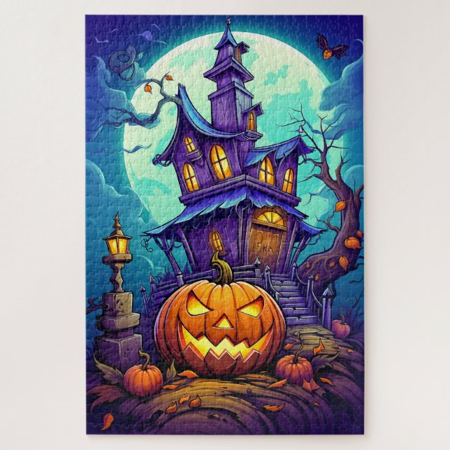 Spooky Haunted Mansion Under The Moonlight Jigsaw Puzzle (Vertical)
