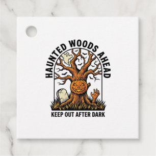 Spooky Haunted Tree Vintage Halloween Warning Shir Favour Tags