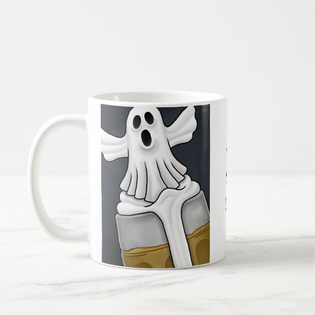 Spooky Haunting White Ghost Coffee Mug (Left)