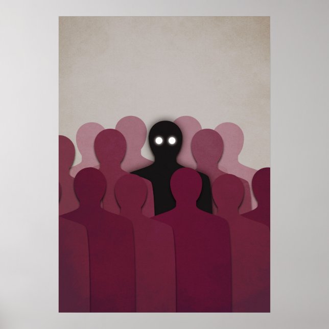 Spooky Horror Art Ghost In People Crowd Poster (Front)