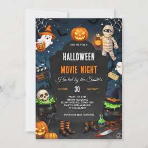 Spooky Horror Halloween Movie Night Party Invitation