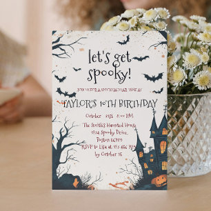 Spooky House and Forest Halloween Birthday Party Invitation