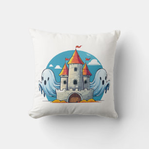 spooky house and ghost cushion