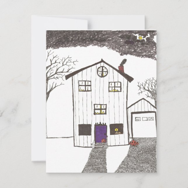 Spooky house Halloween invite (Front)