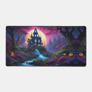 Spooky House on Halloween Hill Desk Mat
