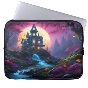 Spooky House on Halloween Hill Laptop Sleeve