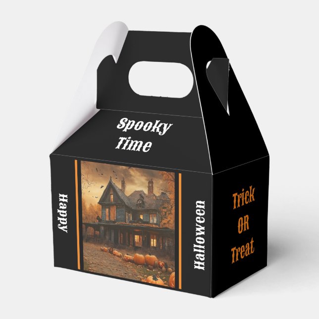 Spooky House Pumpkin Halloween Collection Favour Box (Front Side)