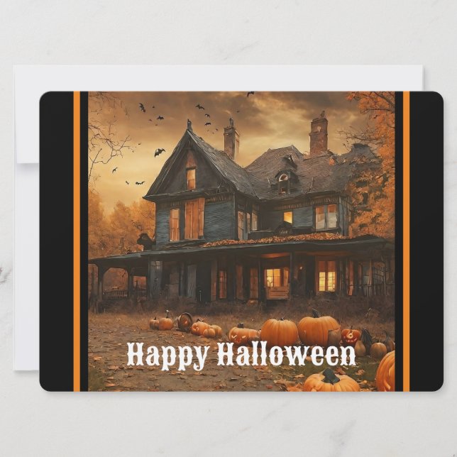 Spooky House Pumpkin Halloween Collection Holiday Card (Front)
