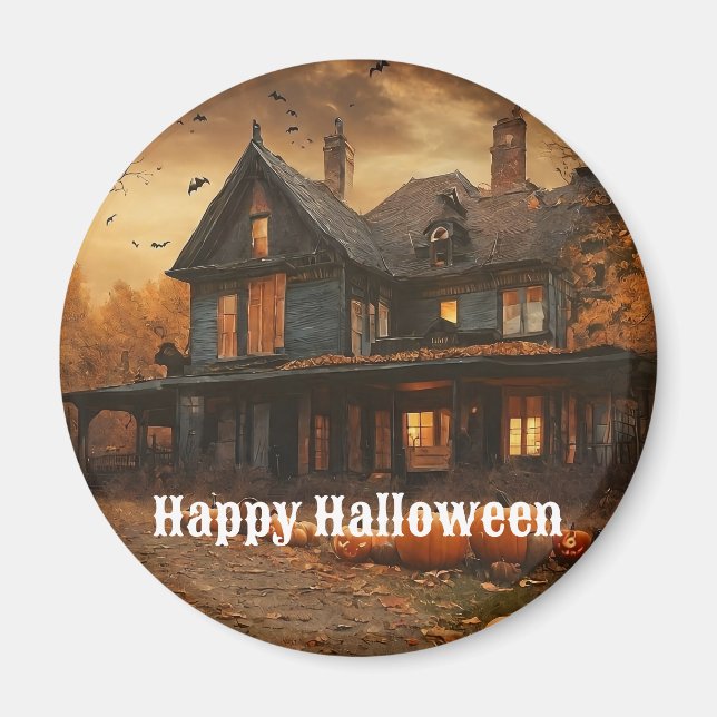Spooky House Pumpkin Halloween Collection Magnet (Front)