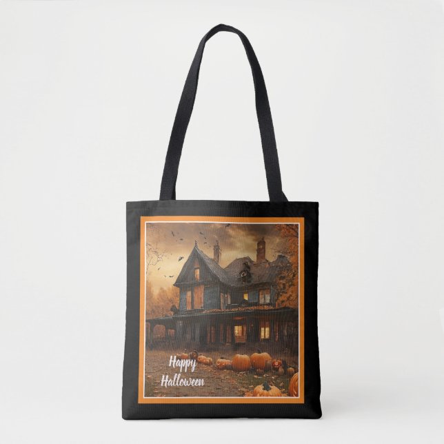 Spooky House Pumpkin Halloween Collection Tote Bag (Front)