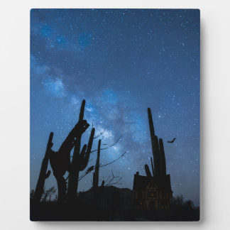Spooky House & Starry Blue Night Wood Plaque