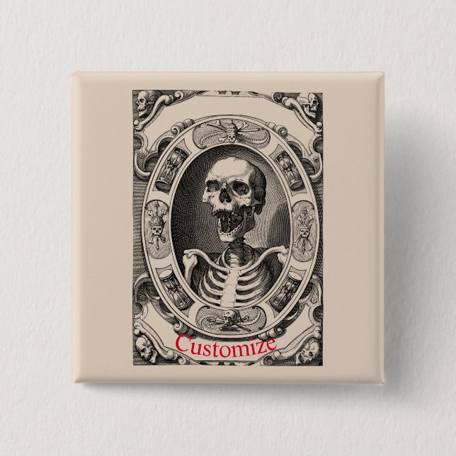 Spooky Human Skull Thunder_Cove  15 Cm Square Badge (Front)