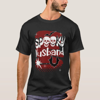 Spooky Husband Halloween Scary Bats And Skulls T-Shirt