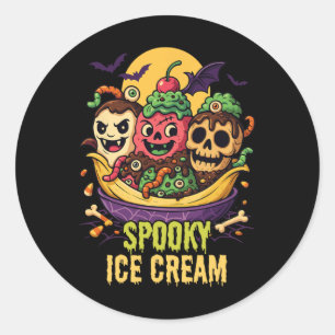 Spooky Ice Cream Dessert Halloween Design  Classic Round Sticker