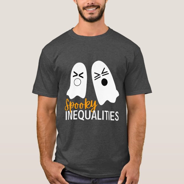 Spooky Inequalities Ghosts Halloween Matheache T-Shirt (Front)