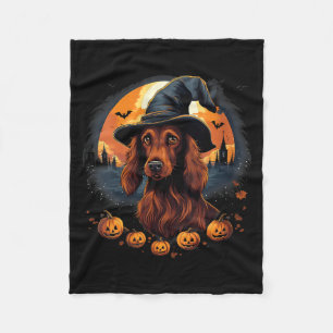 Spooky Irish Setter Dog Witch Halloween V-Neck Fleece Blanket