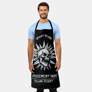 Spooky Island Est 2002 Amusement Park Skull Apron