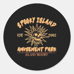 Spooky Island Est 2002 Amusement Park Skull Hallow Classic Round Sticker