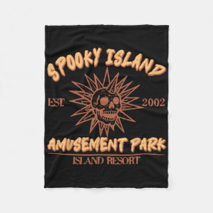 Spooky Island Est 2002 Amusement Park Skull Hallow Fleece Blanket