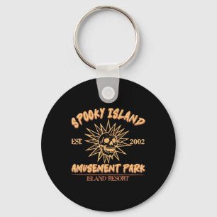 Spooky Island Est 2002 Amusement Park Skull Hallow Key Ring