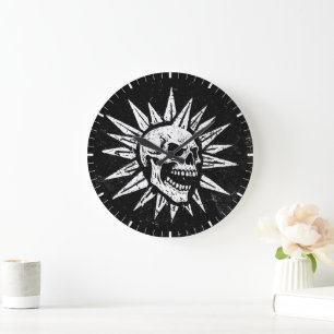 Spooky Island Est 2002 Amusement Park Skull Large Clock