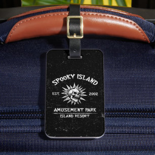 Spooky Island Est 2002 Amusement Park Skull Luggage Tag