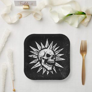 Spooky Island Est 2002 Amusement Park Skull Paper Plate