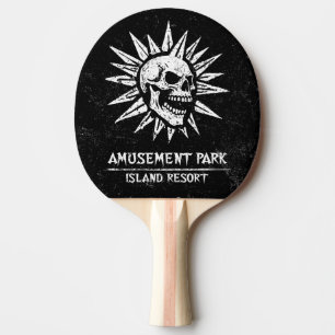 Spooky Island Est 2002 Amusement Park Skull Ping Pong Paddle