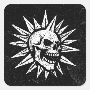 Spooky Island Est 2002 Amusement Park Skull Square Sticker