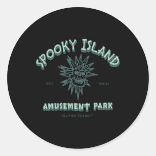 Spooky Island Retro Halloween Skull 90s Halloween Classic Round Sticker