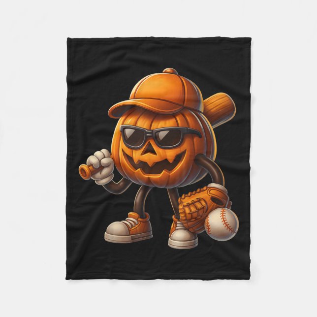 Spooky Jack O Lantern Baseball Halloween Costumes  Fleece Blanket (Front)