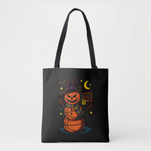 Spooky Jack o lantern Basketball Player Coach Fan Tote Bag
