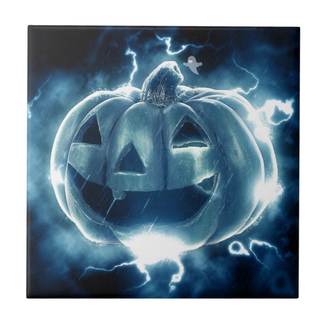 Spooky Jack-o-Lantern Ceramic Tile (Front)