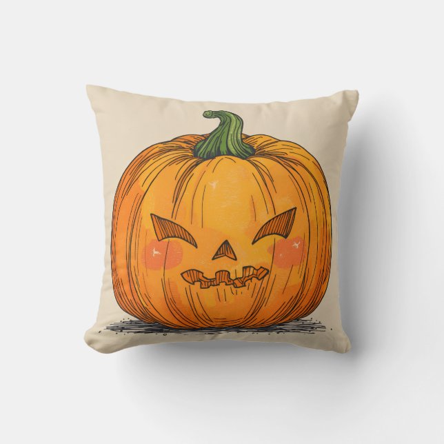 Spooky Jack O' Lantern Cushion (Front)