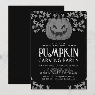 Spooky Jack O Lantern Halloween Carving Party Invitation