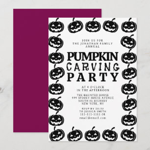 Spooky Jack O Lantern Halloween Carving Party  Invitation
