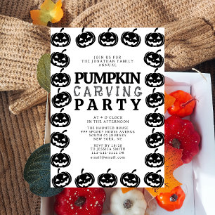Spooky Jack O Lantern Halloween Carving Party  Invitation