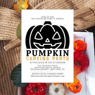 Spooky Jack O Lantern Halloween Carving Party  Invitation